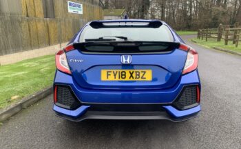 Honda Civic 1.0 VTEC Turbo SE Euro 6 (s/s) 5dr FY18XBZ  2018 (18)  56,614 miles Petrol Manual Blue 2 owners Car ULEZ